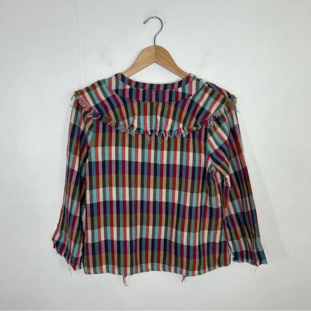Anthropologie dRA Ruffle Plaid Kelsey Boho Top Size Medium - Picture 3 of 11